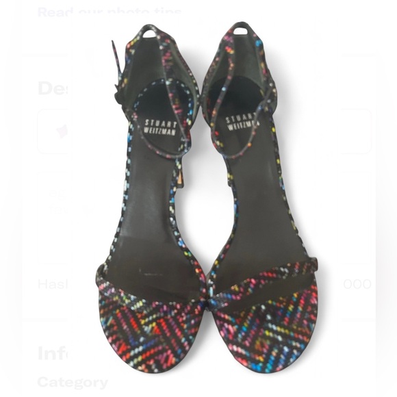 Stuart Weitzman 4” Heels Multicolor Suede Open Toe Iconic Nudist Ankle Strap 6.5 - Picture 2 of 11